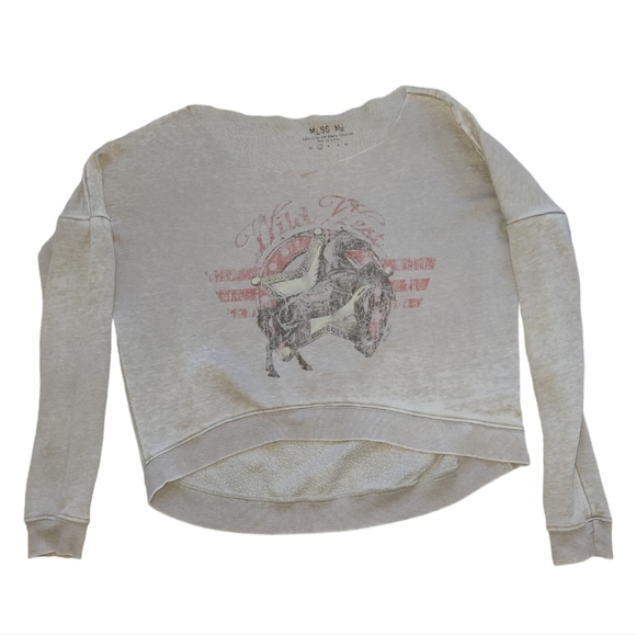 Miss Me raw edge neckline, off the shoulder high low crop - Picture 1 of 2